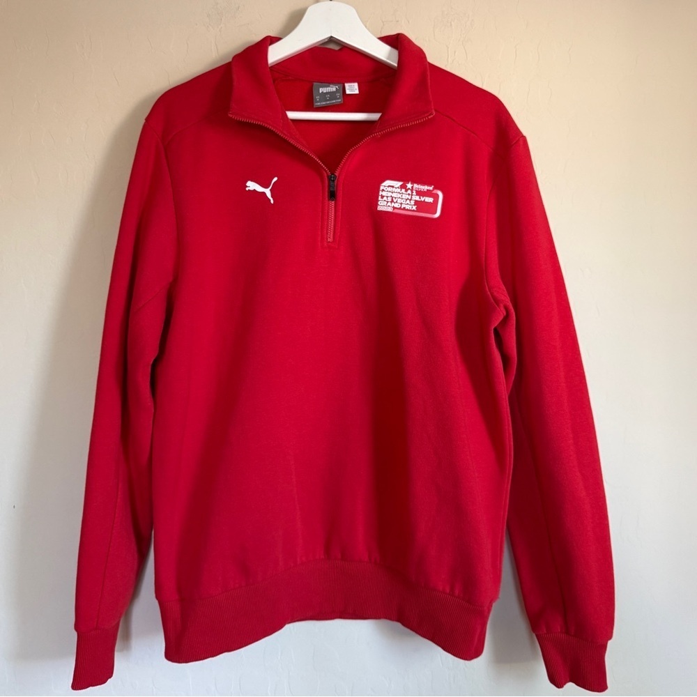 Puma F1 Formula 1 One Men's Bold Red Quarter Zip Sweater Fleece